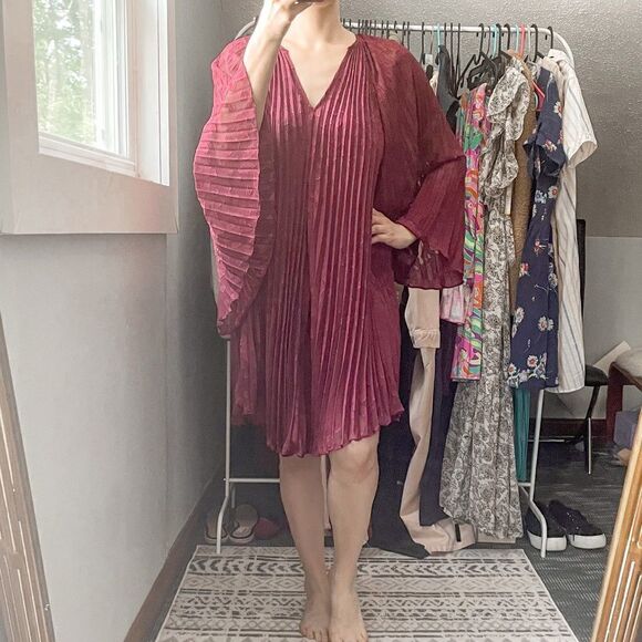 Anthropologie Toulon Pleated Mini Dress Plum S - Picture 4 of 9